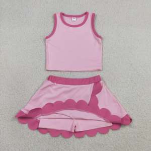 ชุดกีฬา RTS Athletic Wear สีสันสดใส กระโปรงกางเกงขาสั้นขอบหยักสำหรับเด็กผู้หญิง  ชุดโยคะสำหรับเด็ก  ชุดออกกำลังกายสำหรับเด็ก - Product Image 2