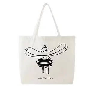 High Quality Large Capacity Animal Printing Tote Bag With Pocket Simple Cotton Bag