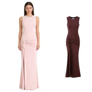 Vestido Maxi Sexy sin Espalda para Mujer, Vestido Largo de Noche con Aberturas, sin Mangas, Drapeado y Ajustado para Fiesta/Club - Product Image 1