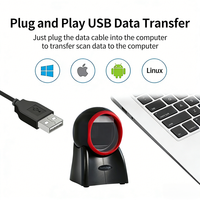 Lector de Códigos de Barras de Escritorio con Tecnología Hands-Free, Resistente a Impactos, Conexión Plug and Play, Resistencia a Caídas de 1.5 Metros, Compatible con Múltiples Sistemas Operativos
