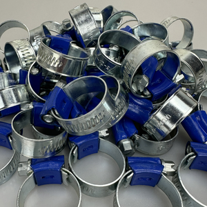Collier de serrage en acier inoxydable à ruban bleu, multi-tailles, réglable, avec poignée en plastique et dégagement rapide - Product Image 1
