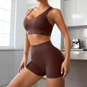 OEM <span class=keywords><strong>Custom</strong></span> taglie forti abbigliamento da notte da donna abbinati reggiseno da donna slip e boxer Set corto + gilet sportivo da donna - Product Image 3