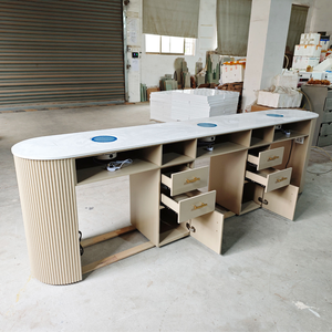 Table <span class=keywords><strong>de</strong></span> manucure double en bois <span class=keywords><strong>de</strong></span> luxe léger avec chaises, ensemble table et chaises <span class=keywords><strong>de</strong></span> manucure pour salon <span class=keywords><strong>de</strong></span> beauté avec collecteur <span class=keywords><strong>de</strong></span> poussière - Product Image 4