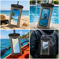 Étui étanche pour téléphone avec fenêtre transparente tactile en PVC et sangle de cou pour la natation, la plongée, la plage, les sports nautiques en plein air, sac de rangement
