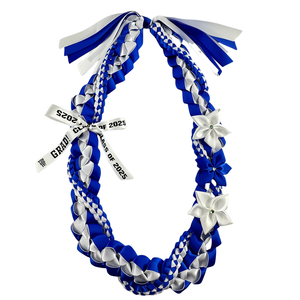 ริบบิ้นสองสีขนาด 7/8 นิ้ว สำหรับโอกาสพิเศษแบบฮาวาย พร้อมพวงหรีดแบบพันรอบสองสีขนาด 3/8 นิ้ว แบบเปิด - Product Image 5