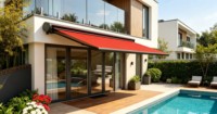 Tenda da Sole Motorizzata a Braccio Pieghevole a Cassonetto Completo per Balcone di Appartamento con Opzione Luce LED Integrata