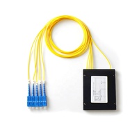 Splitter Coupler Mini Tipe PLC 0.9mm 250um FTTH Pigtail 1X2 1X4 1X8 Fiber Optik Bare Splitter dengan Konektor Tabung Baja