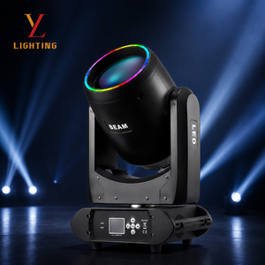 Projecteur LED à tête mobile 300W 2.5 °   Projecteur de scène DMX512 17 canaux avec angle de <span class=keywords><strong>faisceau</strong></span>, 8+16 prismes, 13 couleurs, 13 gobos et écran LCD - Product Image 1