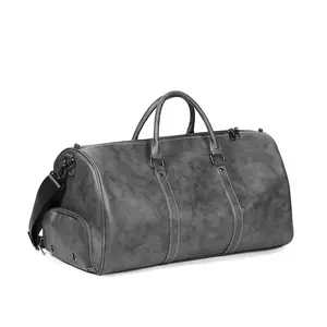 New Arrival Vegan Leather Weekender Bag Men's Custom leather Duffle bags Overnight Holdall Carryon Handbag