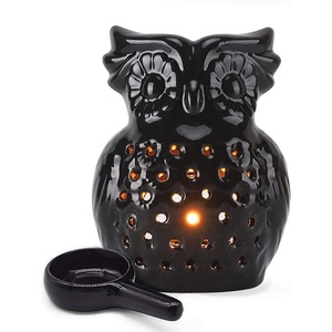 Burung Hantu Putih Lilin Keramik Penghangat Teh Cahaya <span class=keywords><strong>Diffuser</strong></span> Minyak Esensial Pembakar Lilin Tealight Lilin Meleleh Lebih Hangat Pembakar Lilin Minyak Wangi