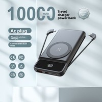 Cargador Móvil Multifunción con Logotipo Personalizado, Carga Rápida de 20W, Banco de Energía Inalámbrico Magnético de 10000mAh con Enchufe de CA y Cables