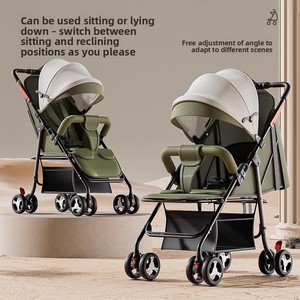 Cochecito de Bebé Ligero Plegable de 4 Ruedas con Plegado de un Clic, Reclinable en Posición Sentada y Acostada, Sistema de Viaje para Niños de 0 a 3 Años - Product Image 3