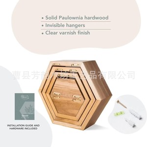 Solid Wood Hexagonal Floating <b>Shelf</b> Honeycomb <b>Wall</b> <b>Mounted</b> Storage Display Rack 11x12.75x4.75 Inch Set Of 3 Or 5 - Product Image 5