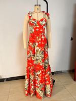 STOCK Robe d'été pour femmes à imprimé floral et col licou Robe longue sans manches S-2XL de vêtements de grande taille