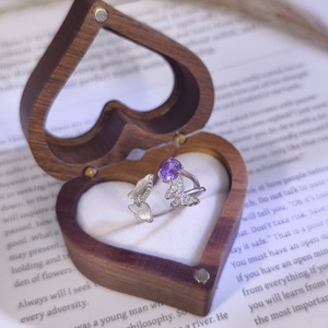 9 Vintage 925 Silver Brushed Matte Butterfly Open <b>Adjustable</b> <b>Ring</b> 5*7mm Oval Natural Crystal Stones Jewelry for Women - Product Image 5