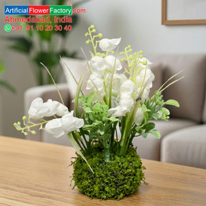 Composition de table en boule de mousse artificielle avec lys de la vallée, mini-plante portable, décoration d'intérieur, idée cadeau pour bureau - Product Image 6
