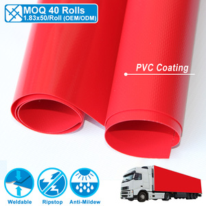 Lona De PVC Roja Para Fabricar Cortina Latéral Para <span class=keywords><strong>Camion</strong></span> - Product Image 1