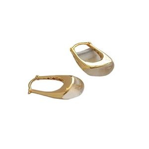 Pendientes de Aro con Forma de Herradura de Cuarzo Cristalino de Estilo Moderno Xinfly, Oro Real de 18k, con Certificado - Product Image 2