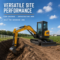 Mini-excavatrice chinoise 3,5 tonnes 2T 1 tonne, la plus petite mini-excavatrice diesel, excavatrice sur chenilles agricole de petite taille avec cabine climatisée
