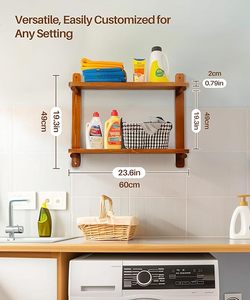 24 Inch Floating Shelves <strong>for</strong> <strong>Wall</strong> Mounted <strong>Shelving</strong> <strong>Unit</strong> All Pine Wood 2 Tier Large Shelf <strong>for</strong> Bedroom Living Room Office - Product Image 3