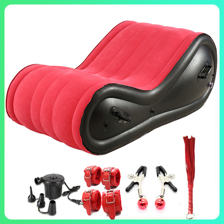 Sofa with external pump + nipple clamps  leather whip