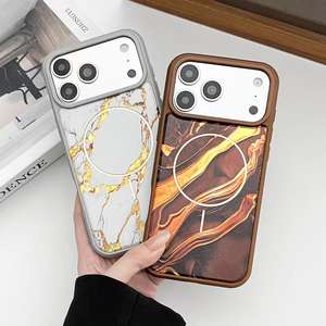 Étui de téléphone 2-en-1 TPU+PC à motif doré de luxe, compatible avec la charge sans fil, étanche, magnétique, anti-traces de doigts - Product Image 1