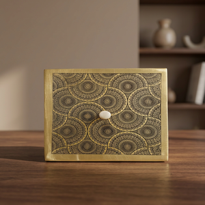 Premium Square Brass Spice <b>Box</b> with 9 Round Containers Oxidized Mandala Art Lid Dual Tone Indian Masala Dani Kitchen Organizer S - Product Image 2