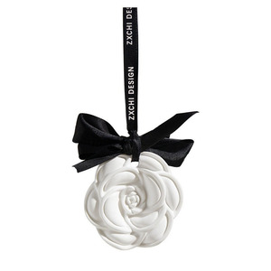 Elegant White Rose Hanging <b>Car</b> Freshener Resin Long Lasting Scent Natural Evaporation No Electricity Needed - Product Image 6