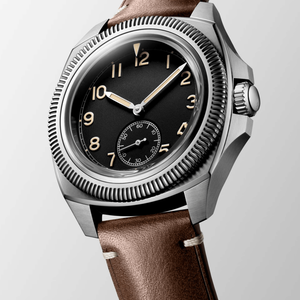 Montre mécanique unisexe avec petit cadran des secondes, lunette cannelée, verre saphir, bracelet en acier inoxydable, style vintage, 30 mm, Longinesing - Product Image 1