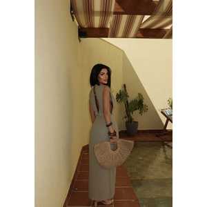 Vestido Himari Color Caqui para Mujer, Talla Grande, Elegante, con Tirantes Finos, de Viscosa, Modesto, Bonito, Formal, para Fiestas, Primavera, Día, Club - Product Image 3