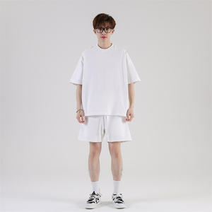 Haute qualité hommes Hip Hop surdimensionné T-Shirt de luxe blanc coton lourd goutte épaule poids lourd personnalisé Streetwear tricoté - Product Image 4