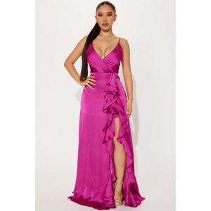 Vestido de Fiesta Casual para Mujer con Tirantes Finos, Abertura Alta y Fruncido, Estilo Personalizado de Fábrica OEM - Product Image 6