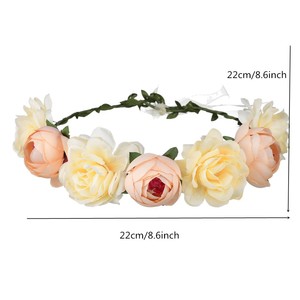 Couronne <span class=keywords><strong>de</strong></span> fleurs artificielles multicolores populaire pour mariage, accessoires <span class=keywords><strong>de</strong></span> cheveux, serre-tête rose pour femme, bandeaux <span class=keywords><strong>de</strong></span> mariée, couronne florale - Product Image 6