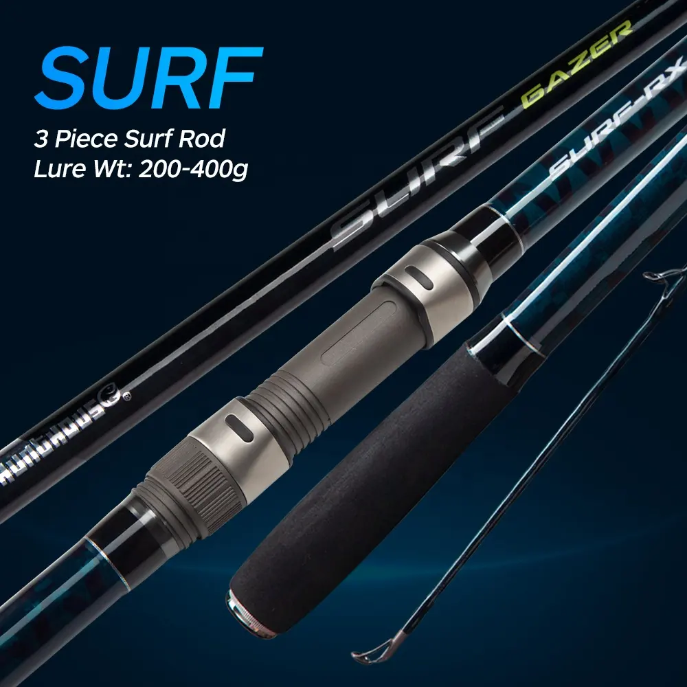 Água salgada fuji guias 24 ton fishing spinning rod longo alcance fundição 14 pés 3 seção barra de surf cavala