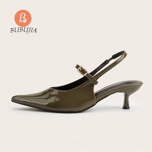 Sandales pour femmes <span class=keywords><strong>en</strong></span> gros, escarpins élégants à talon bas pour femme, sandales à talon vert avec boucles <span class=keywords><strong>en</strong></span> <span class=keywords><strong>T</strong></span>, style rétro - Product Image 4