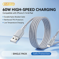 XTAURI AX-106 Cable Trenzado de Nailon Resistente con Protectores de TPU Reforzados, Carga a Baja Temperatura, Compatible con Todos los Teléfonos Móviles