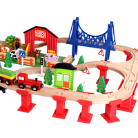 Best friends — jeu de rails en bois à assembler soi-même, 82 pièces, animaux de la ferme, Train à fentes magnétiques, éducation précoce des enfants