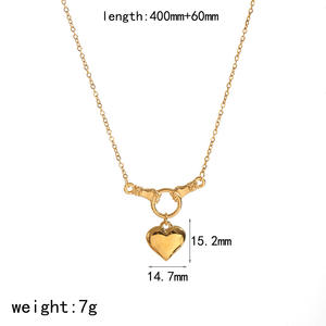 18K verguld roestvrijstalen romantische hartvormige lange ketting anti-aanslag CZ hanger ketting dames sieraden - Product Image 4