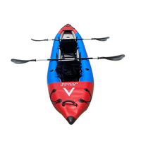 Canoë gonflable en PVC de 365 cm (12 pieds) pour 2 personnes avec plancher en tapis gonflable, 2 pagaies en aluminium, 2 sièges, kayak pour la pêche en mer