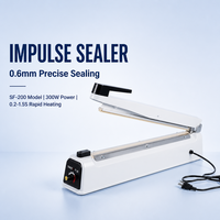 Scelleuse manuelle à impulsion avec coupeur SF-200 200 mm, machine de scellage et de découpe de sacs plastiques 300 W pour l'emballage alimentaire