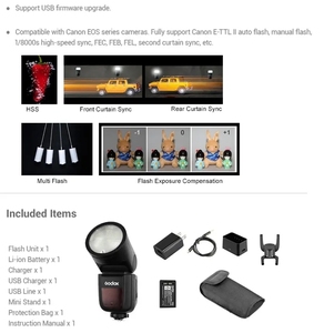 <span class=keywords><strong>Godox</strong></span> V1 <span class=keywords><strong>Flash</strong></span> à tête ronde V1C V1N <span class=keywords><strong>V1S</strong></span> pour lampe de poche TTL HSS Li-ion Batterie - Product Image 3