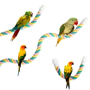 Parrot Swing Climbing Standing Toys Hang Cage Cotton Rope Bird Rope Perches Parrot Toys Rope Bungee Bird Toy