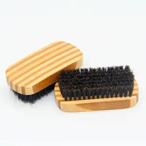 Hot Selling High Quality Low MOQ Beard Brush Curve Boar Bristle Black Man 360 Wave Wooden Brush