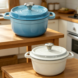 <span class=keywords><strong>Cocotte</strong></span> <span class=keywords><strong>en</strong></span> <span class=keywords><strong>fonte</strong></span> émaillée blanc ivoire de qualité supérieure, durable et à haute capacité de rétention de chaleur, pour usage domestique et professionnel. - Product Image 5