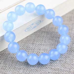 Quartzite Imitation Aquamarine Chalcedony <b>Bracelet</b> 8-14mm Round Beads Single Strand Crystal Jewelry Unisex Everyday Wear - Product Image 2