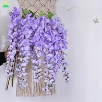 Fleurs artificielles de glycine violette en soie, longues branches pour décoration murale, plafond, maison, mariage, fête, style chinois du Nouvel An
