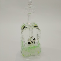 Porte-stylo en acrylique transparent au design élégant en forme de violoncelle, avec liquide scintillant et paillettes flottantes à l'intérieur, papeterie multicolore éclatante