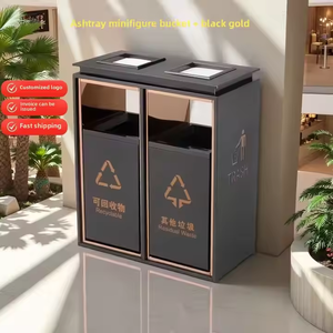 Poubelle de cendrier verticale en <span class=keywords><strong>acier</strong></span> inoxydable à chambre double avec corps peint pour utilisation dans le couloir intérieur du bar Internet du café de l'hôtel - Product Image 5