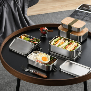 Bencircle CS01 Stainless Steel Lunch Box Double Latch Metal Bento Lunch Box for Adult Kids School Reusable 304 Stainless Steel - Product Image 1