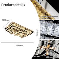 Lustre en cristal de luxe en promotion, luminaire de plafond moderne pour chambre à coucher, lampe LED avec commande par application, design carré ou rectangulaire
